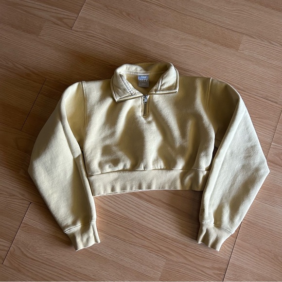 TNA Light Yellow Cozy Fleece Perfect Cropped Hoodie Small - Picture 1 of 8